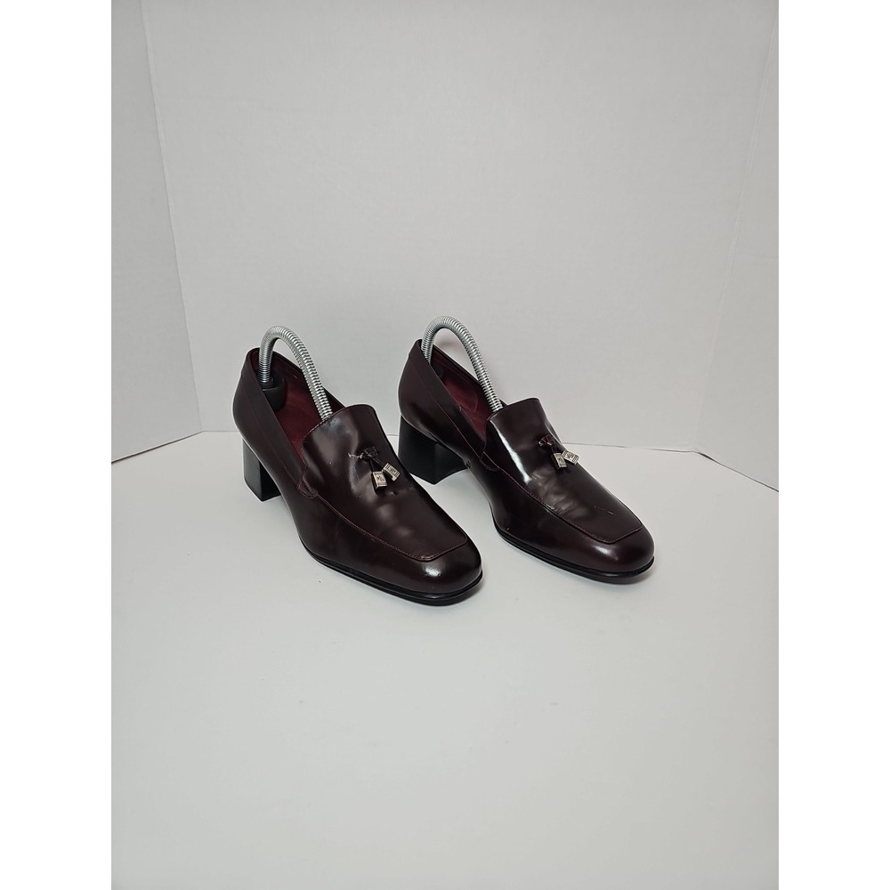 Ralph Lauren Shoes Womens Mahogany Backless Loafers Block Heels Size 8.5B